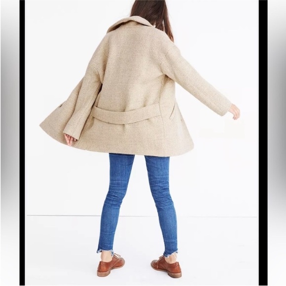 SEZANE Bowie bow coat wool herringbone size 44 = US 12 Large - Picture 5 of 10